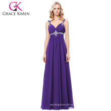 Grace Karin 2017 nuevo vestido de noche púrpura formal de la dama de honor del baile de fin de curso del vestido de bola púrpura Tamaño de archivo 4-16 GK000129-2